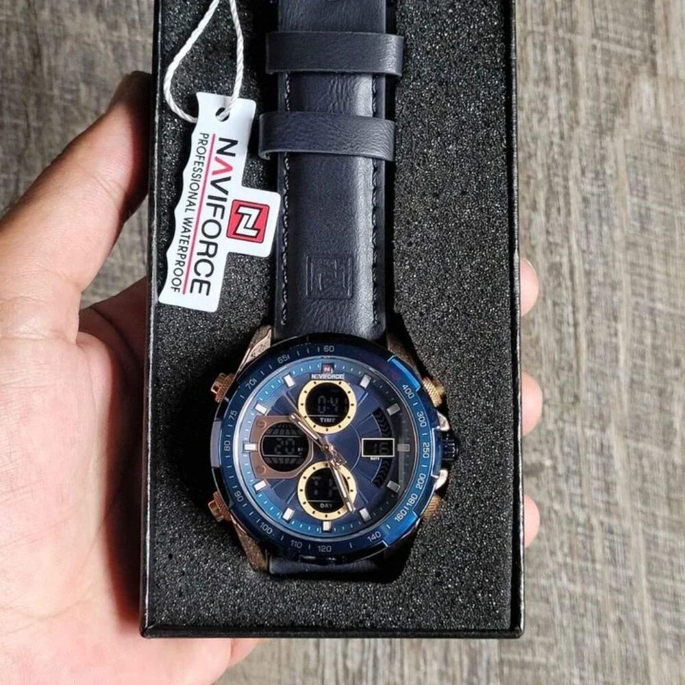 Naviforce Dual Display Watch in Leather For‎ Men